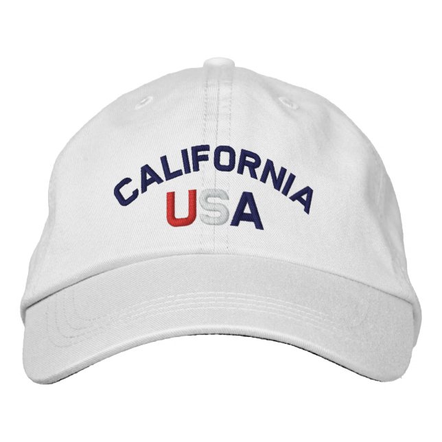 California USA Embroidered White Hat (Front)