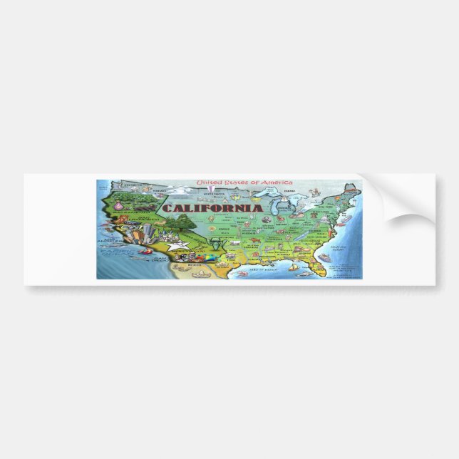 California USA Map Bumper Sticker (Front)