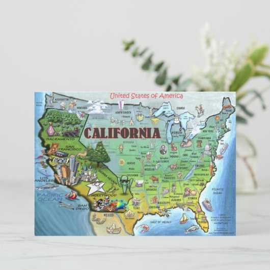 California USA Map Card (Standing Front)