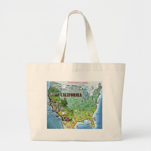California USA Map Large Tote Bag (Front)