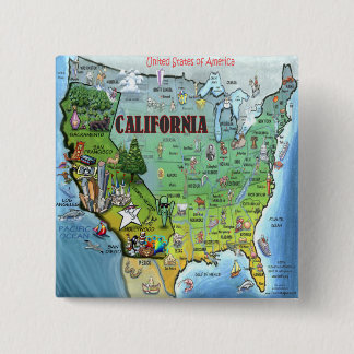 California USA Map Pinback Button