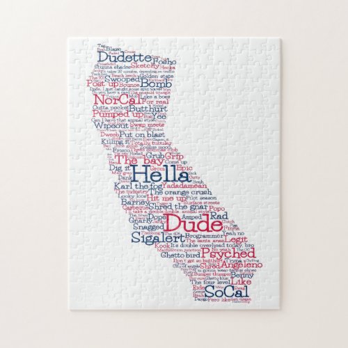 California USA Slang Word Art Map Jigsaw Puzzle