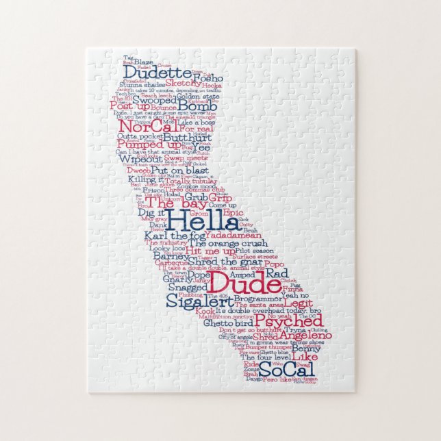California USA Slang Word Art Map Jigsaw Puzzle (Vertical)