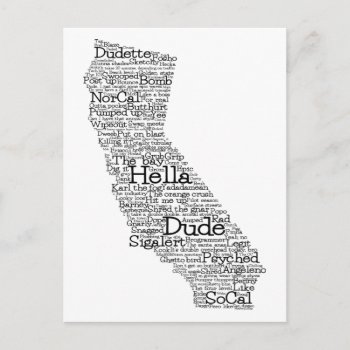 California Usa Slang Word Art Map Postcard by LifeOfRileyDesign at Zazzle