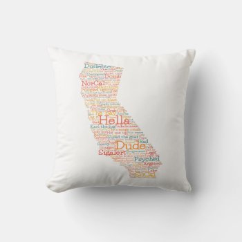 California Usa Slang Word Art Map Throw Pillow by LifeOfRileyDesign at Zazzle