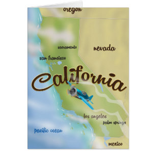 California USA vintage map and travel poster