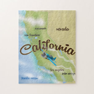 California USA vintage map and travel poster Jigsaw Puzzle