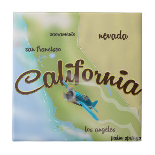 California USA vintage map and travel poster Tile