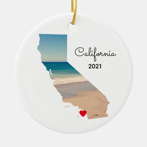 California Vacation Places Visited Ceramic Ornament
