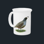 California Valley Quail Beverage Pitcher<br><div class="desc">The California, or Valley Quail is a common little bird but not often seen as they scurry about in the underbrush in groups called coveys.</div>