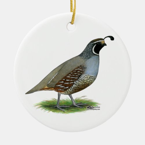 California Valley Quail Ceramic Ornament