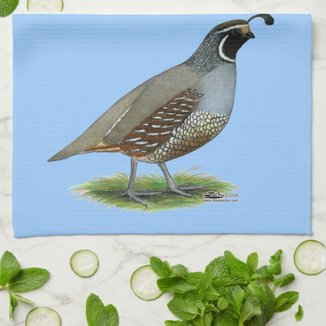 California Valley Quail Kitchen Towel (Folded)