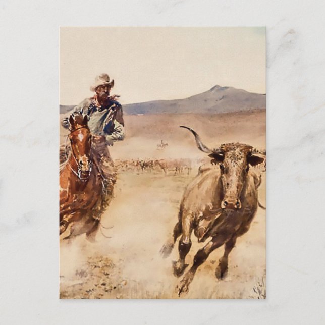 “California Vaquero” by Edward Borein Postcard (Front)