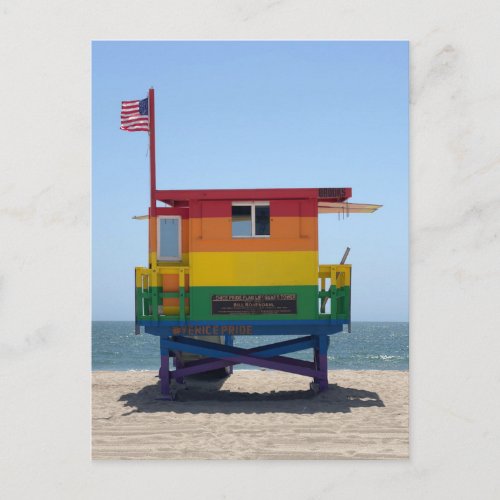 California  Venice Beach Rainbow Life Guard Post Postcard
