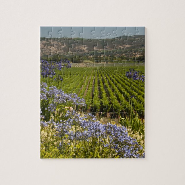 California Vineyard and Purple Flowers Jigsaw Puzzle (Vertical)