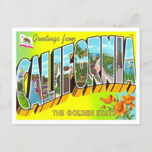 California Vintage Big Letters Postcard