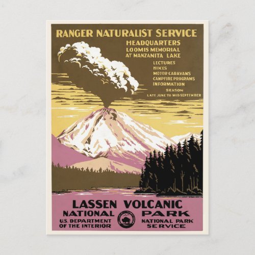 California Vintage Lassen Volcanic National Park Postcard