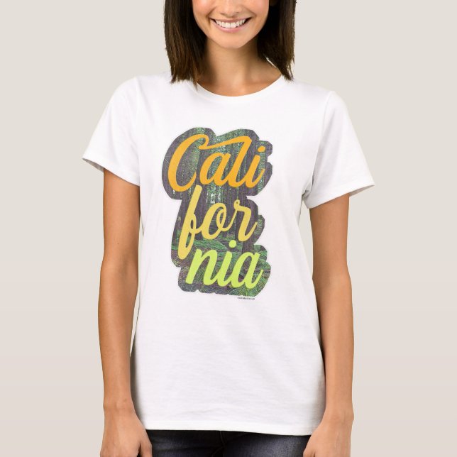 California Vintage Logo Trees Background T-Shirt (Front)