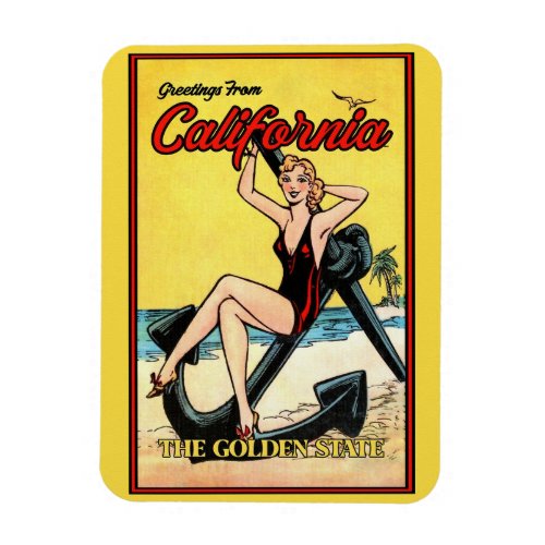 California Vintage Pin Up Girl Anchor  Magnet