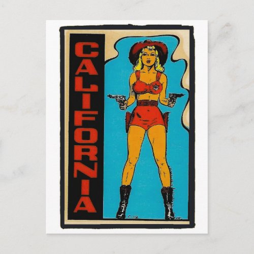 California    Vintage pin up girl Travel Postcard