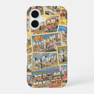 California Vintage Postcard CA City Collage Retro iPhone 16 Case