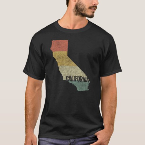 California Vintage Retro Sunset Map T_Shirt