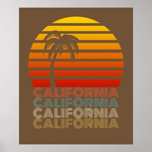 California Vintage Sommer Sunset Sunrise Retro Poster