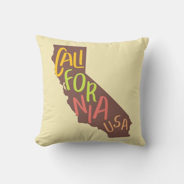 California Vintage State Logo Throw Pillow (Front)