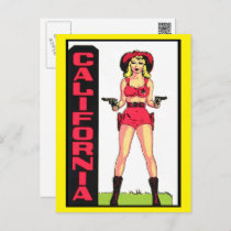 California Vintage Travel Pin up girl Art  Postcard