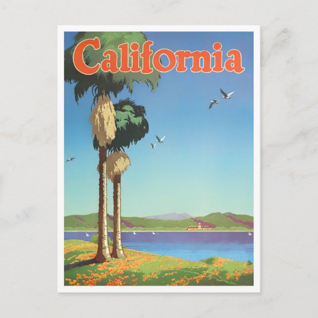 California vintage travel postcard (Front)