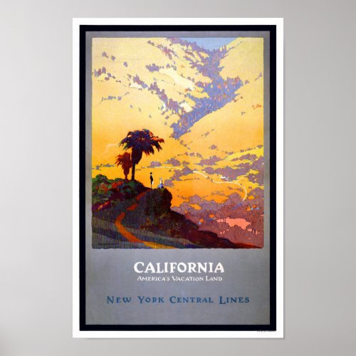 California Vintage Travel Poster Restored