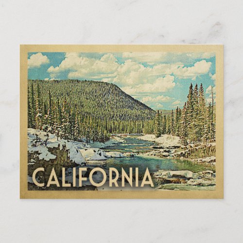 California Vintage Travel Snowy Winter Nature Postcard