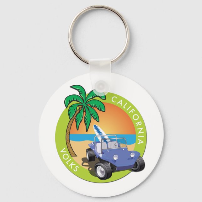 California Volks Dune Buggy with Palms Keychain (Front)