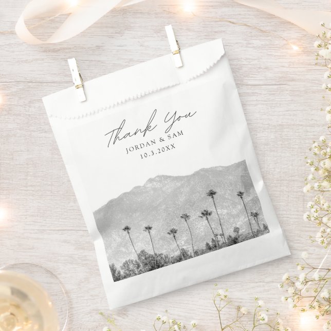 California Wedding Boho Photo Black & White Favor Bag (Clipped)