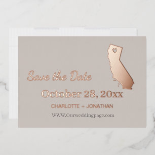 California Wedding Save The Date Rose Gold Foil Invitation