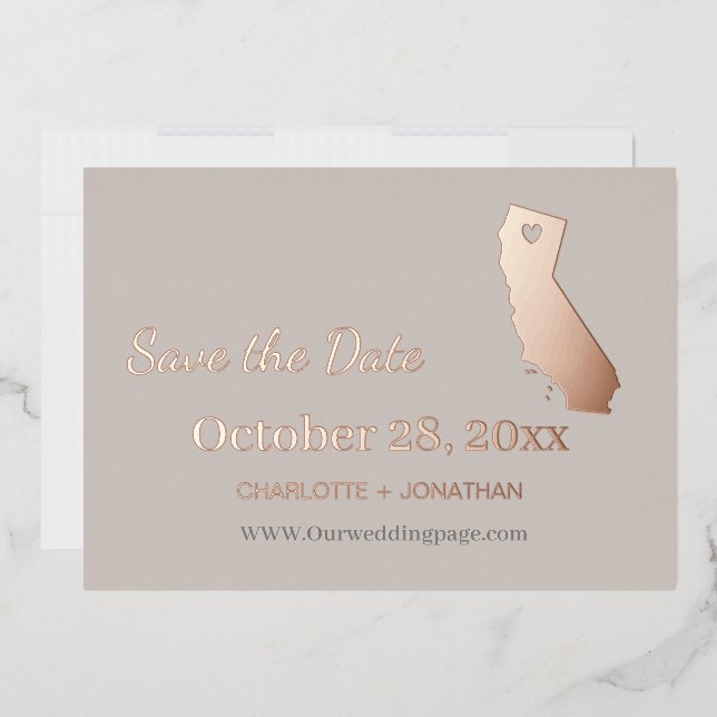 California Wedding Save The Date Rose Gold    Foil Invitation (Envelope)