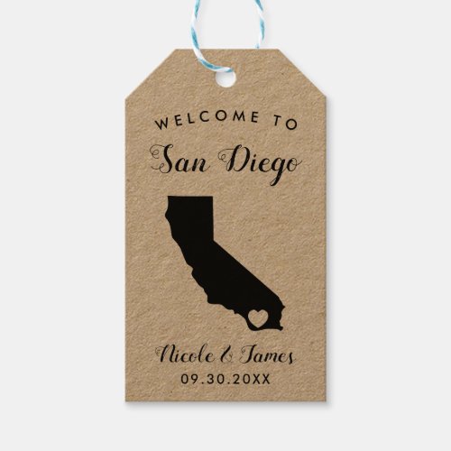 California Wedding Welcome Bag or Box Tags