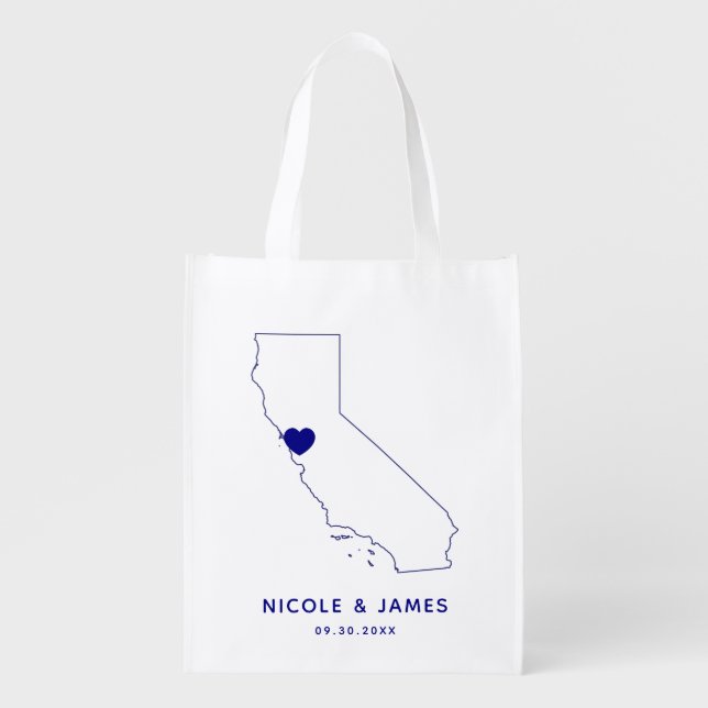 California Wedding Welcome Bag Tote with Map (Front)