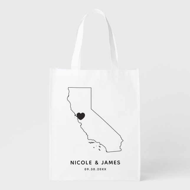 California Wedding Welcome Bag Tote with Map (Front)