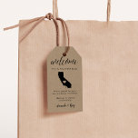 California Wedding Welcome Gift Tags<br><div class="desc">Share a welcome message for your California wedding guests with these rustic chic kraft tags that are perfect to attaching to your wedding welcome bags. Design features your welcome message in black lettering with a silhouette map of the state of California with a heart inside.</div>