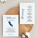 California Wedding Welcome Letter Itinerary Card<br><div class="desc">This modern and elegant card is the perfect addition to your hotel welcome bags. Enter the main events and a customized note to help your guests navigate the weekend. The size allows you to enter all the information you need. Everything in this card is editable. To change colors or move...</div>