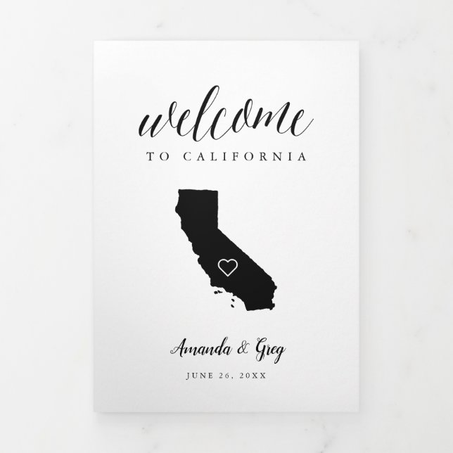 California Wedding Welcome Letter & Itinerary Tri-Fold Program (Cover)