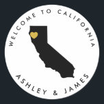 California Wedding Welcome Sticker, Treat Box Bag Classic Round Sticker<br><div class="desc">Use this sticker to label the welcome bags or treat boxes for your out of town hotel guests,  and welcome them to California!</div>