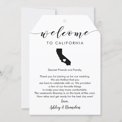 California Wedding Welcome Tag Letter Itinerary