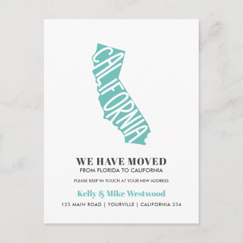 CALIFORNIA Weve moved New address New Home Postcard