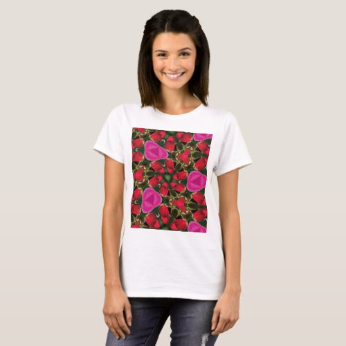 California Wild Rose Pattern T_Shirt