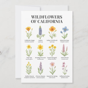 California Wildflowers – Botanical Watercolor Illu Invitation