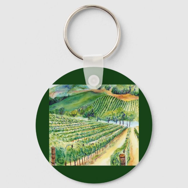 California Wine Vineryard Art Keychains (Front)