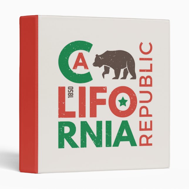 California With Grizzly Bear Logo 3 Ring Binder (Front/Spine)