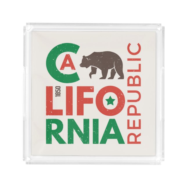 California With Grizzly Bear Logo Acrylic Tray (Front)